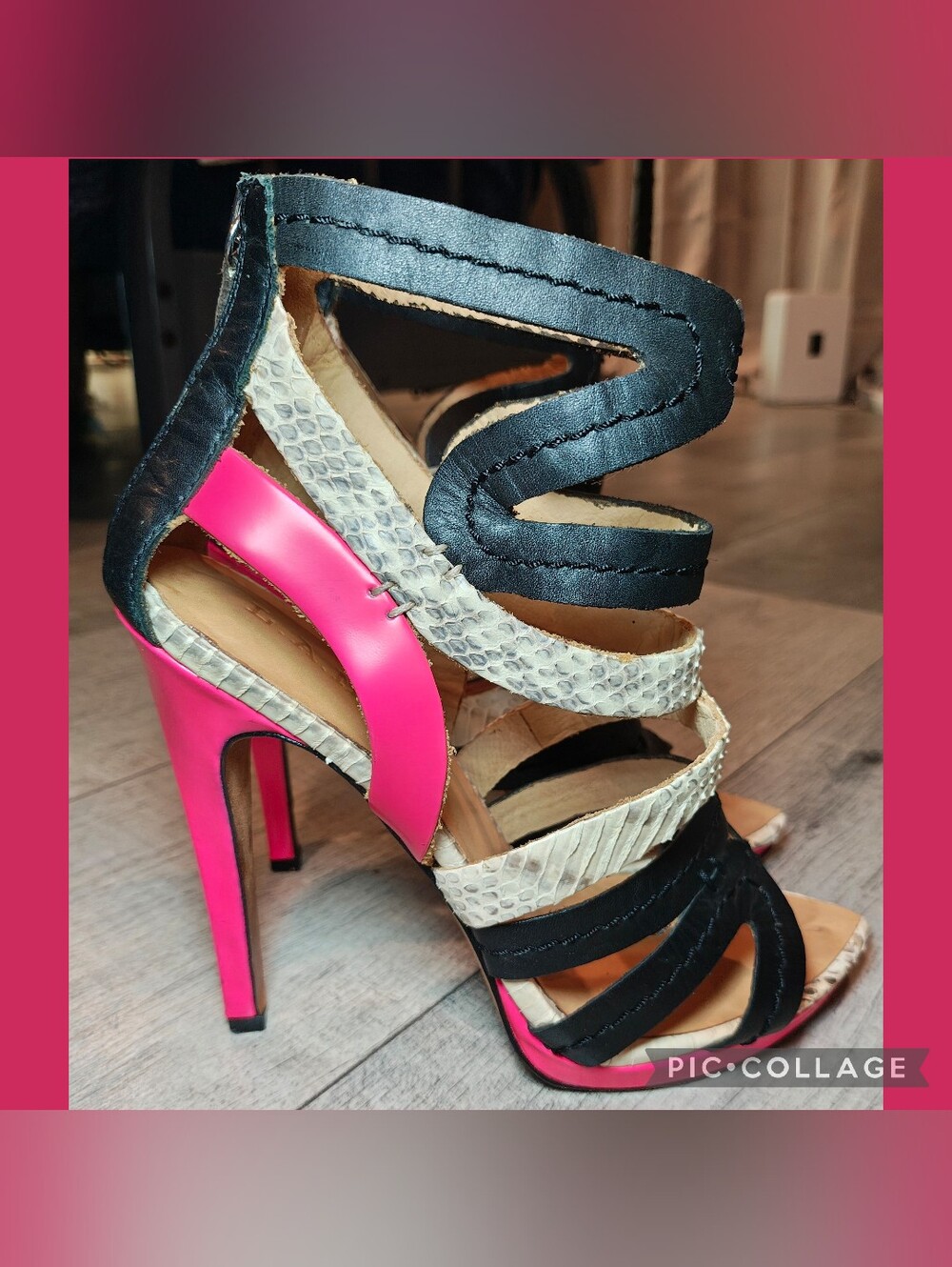 🐍Y2K L.A.M.B. Snakeskin-Trimmed Cage Stilleto Gladiator Heels by Gwen Stefani🐍 - Picture 4 of 7